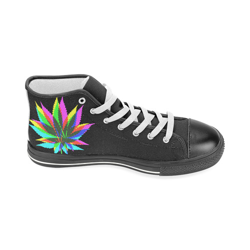 Wild Hemp Leaves - neon colored Men’s Classic High Top Canvas Shoes (Model 017)
