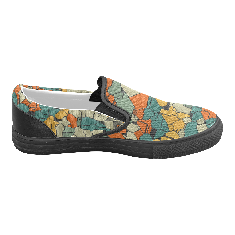 Textured retro shapes Women's Unusual Slip-on Canvas Shoes (Model 019)