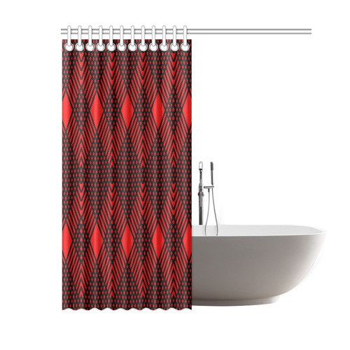 Red and black geometric  pattern,  with rombs. Shower Curtain 60"x72"
