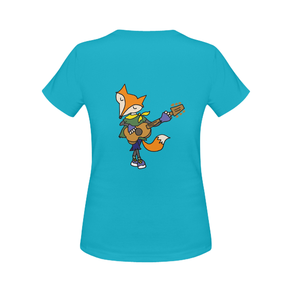 Foxy Red fox Playing Guitar Women's Classic T-Shirt (Model T17）