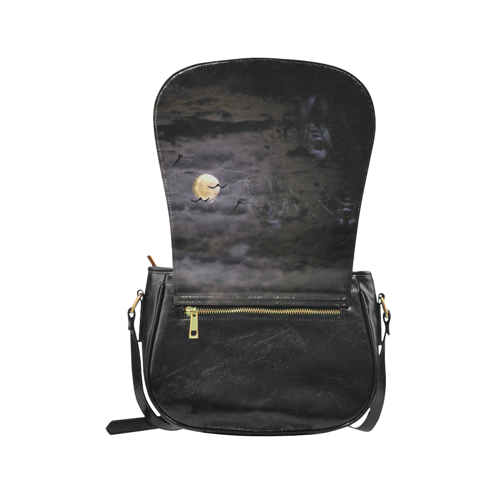 Halloween Moon and Ghosts Classic Saddle Bag/Large (Model 1648)