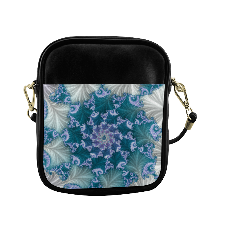 Floral spiral in soft blue on flowing fabric Sling Bag (Model 1627)