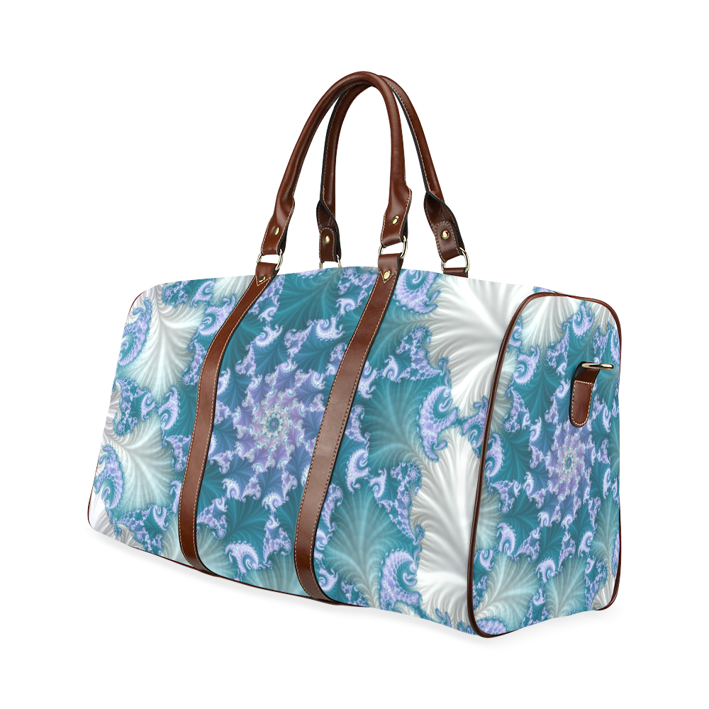Floral spiral in soft blue on flowing fabric Waterproof Travel Bag/Small (Model 1639)