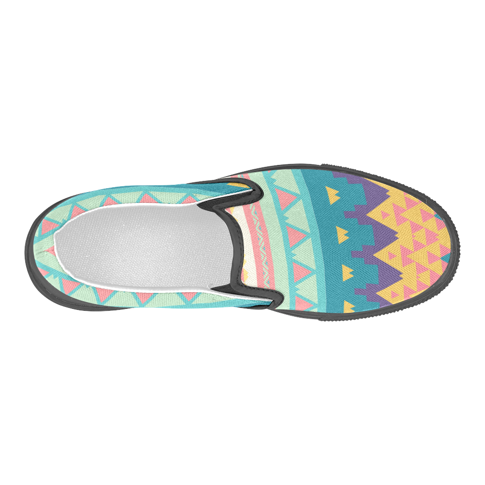 Pastel tribal design Men's Slip-on Canvas Shoes (Model 019)