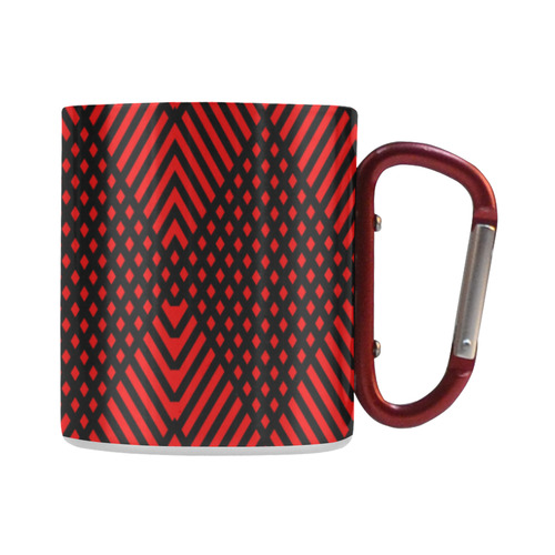 Red and black geometric  pattern,  with rombs. Classic Insulated Mug(10.3OZ)