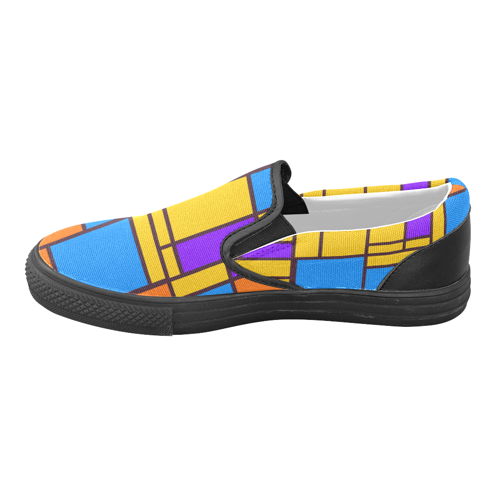 Shapes in retro colors Men's Unusual Slip-on Canvas Shoes (Model 019)