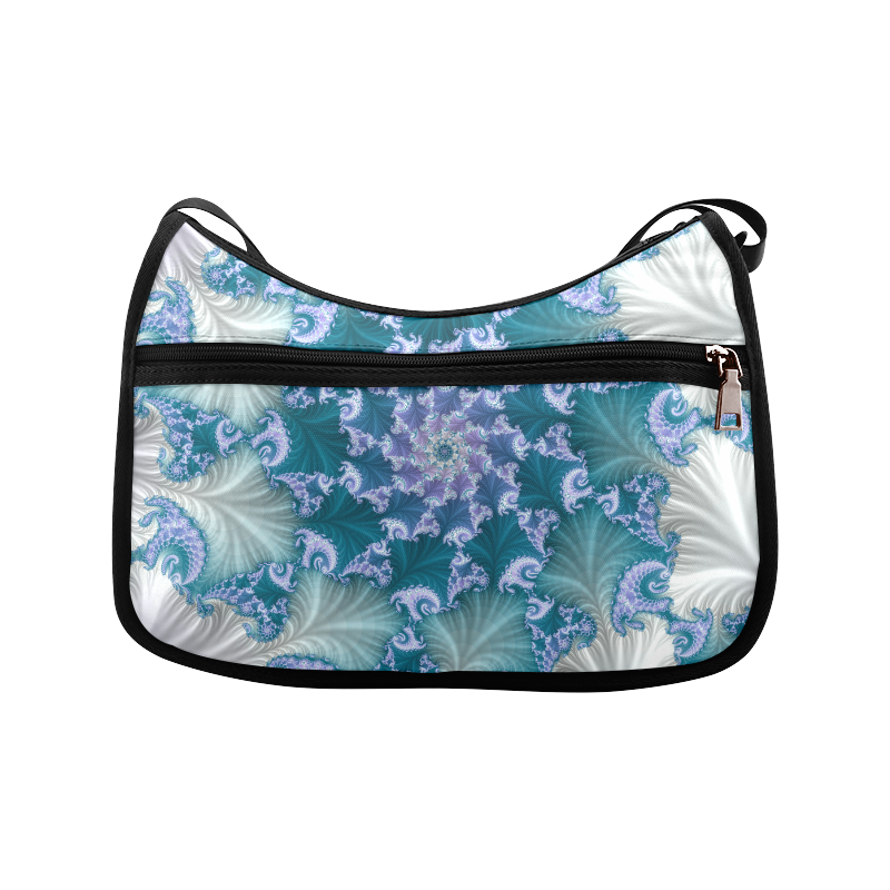 Floral spiral in soft blue on flowing fabric Crossbody Bags (Model 1616)