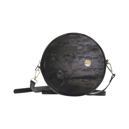 Halloween Moon and Ghosts Round Sling Bag (Model 1647)