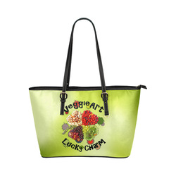VeggieArt Lucky Charm Clover Leather Tote Bag/Small (Model 1651)
