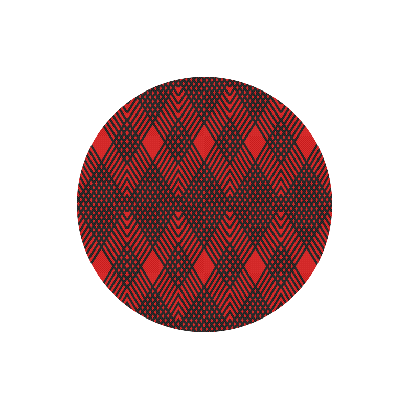 Red and black geometric  pattern,  with rombs. Round Mousepad
