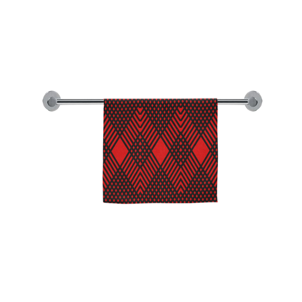 Red and black geometric  pattern,  with rombs. Custom Towel 16"x28"