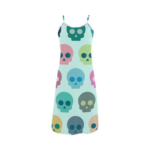 Colorful Skull Cute Pattern Alcestis Slip Dress (Model D05)