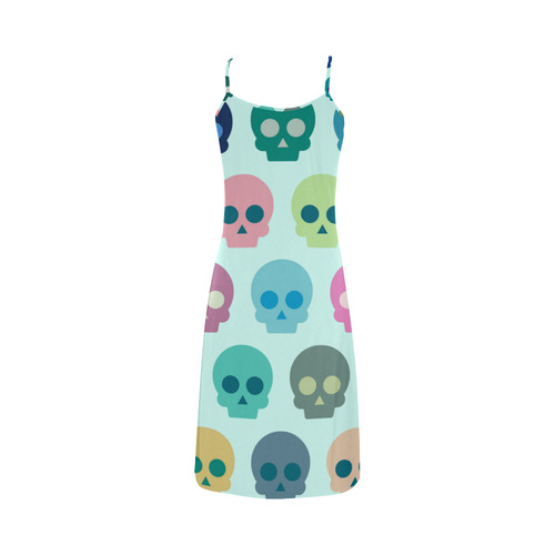 Colorful Skull Cute Pattern Alcestis Slip Dress (Model D05)