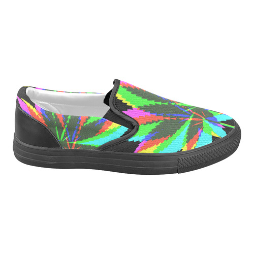 Wild Hemp Leaves - neon colored Men's Unusual Slip-on Canvas Shoes (Model 019)