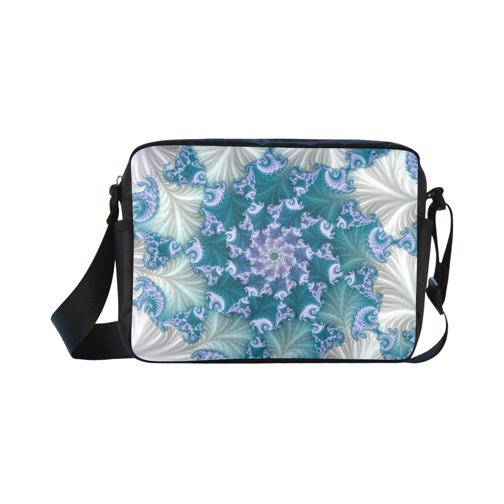 Floral spiral in soft blue on flowing fabric Classic Cross-body Nylon Bags (Model 1632)