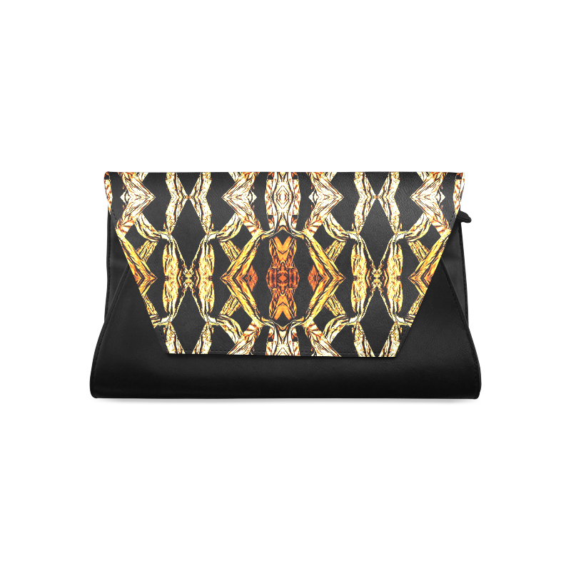 Elegant Oriental Pattern Black Gold Clutch Bag (Model 1630)