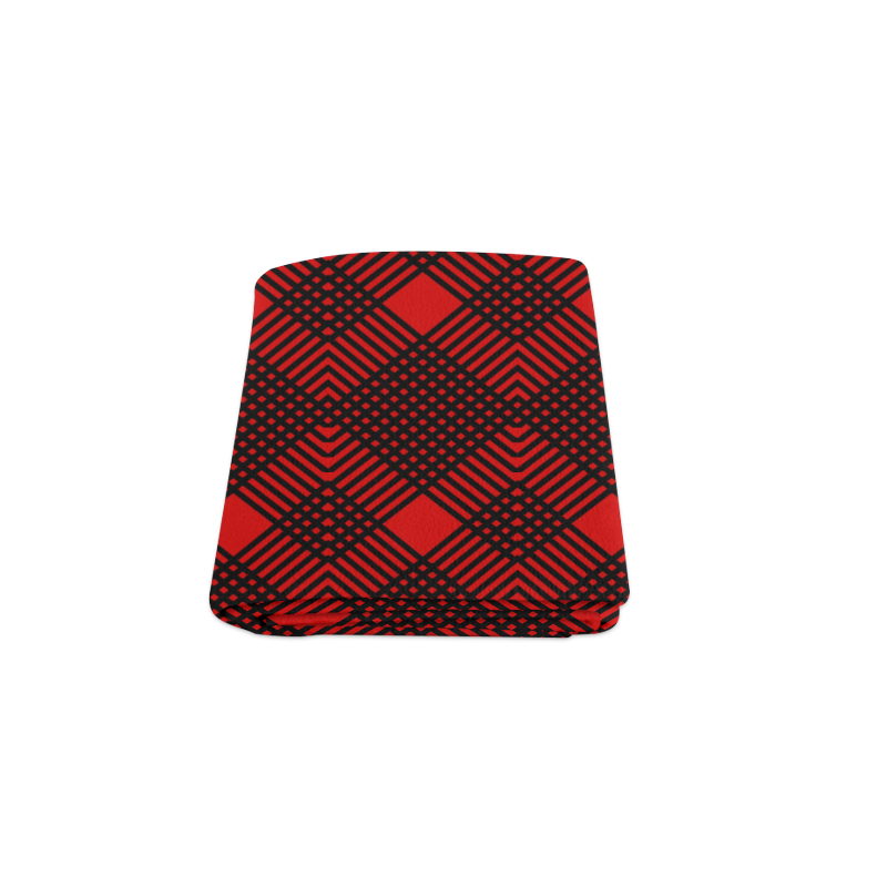 Red and black geometric  pattern,  with rombs. Blanket 50"x60"