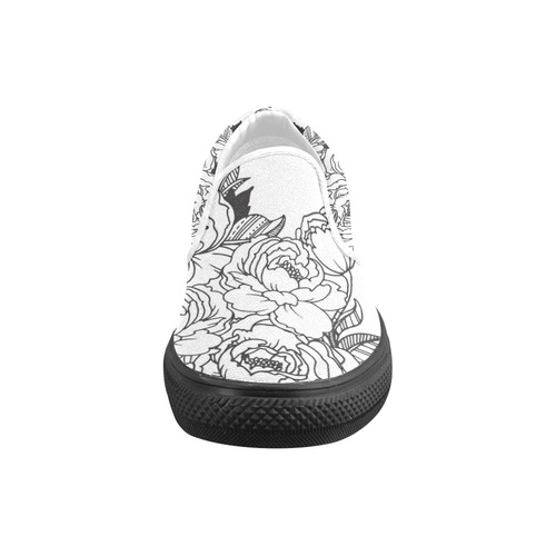 Floral1 Women's Unusual Slip-on Canvas Shoes (Model 019)