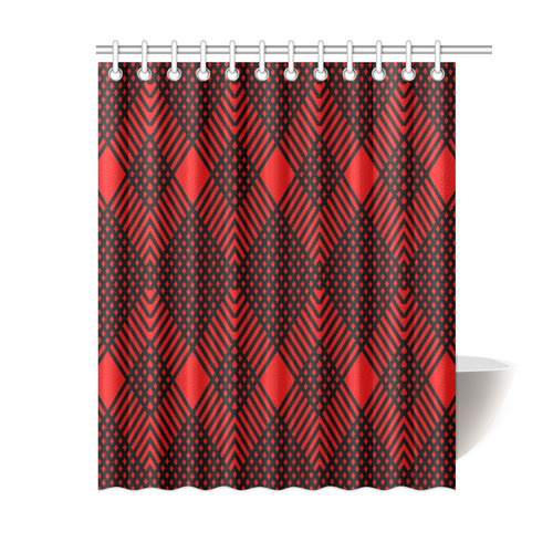 Red and black geometric  pattern,  with rombs. Shower Curtain 60"x72"