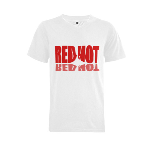 RED HOT MIRRORED design Men's V-Neck T-shirt  Big Size(USA Size) (Model T10)