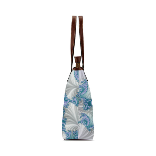 Floral spiral in soft blue on flowing fabric Shoulder Tote Bag (Model 1646)