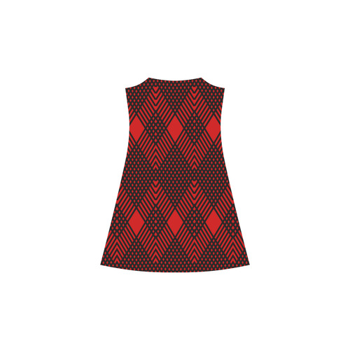 Red and black geometric  pattern,  with rombs. Alcestis Slip Dress (Model D05)