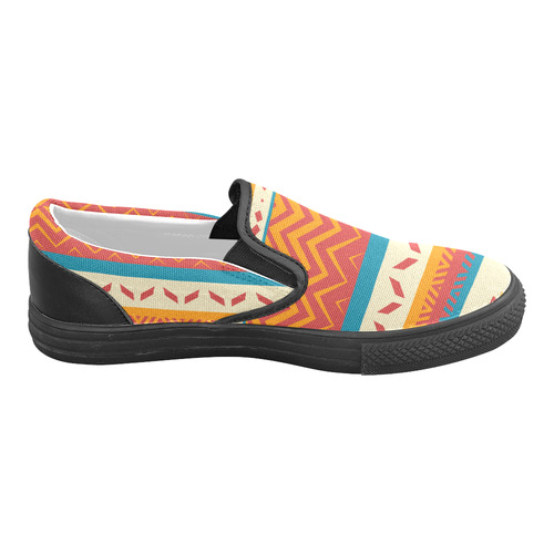 Tribal shapes Women's Unusual Slip-on Canvas Shoes (Model 019)