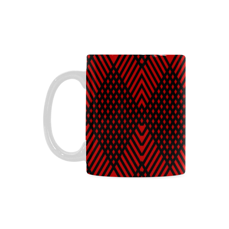 Red and black geometric  pattern,  with rombs. White Mug(11OZ)