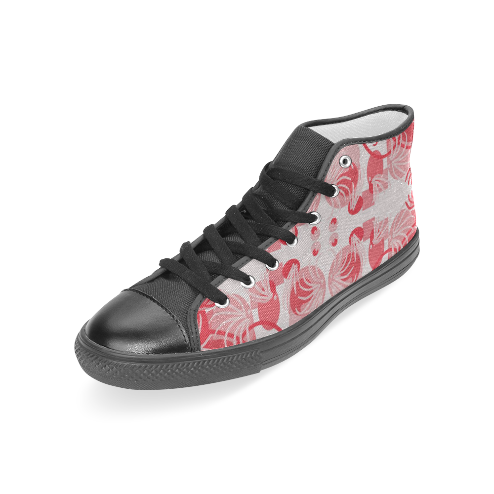 Foliage in red and gray Women's Classic High Top Canvas Shoes (Model 017)