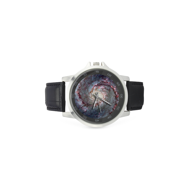 NASA: Whirlpool Galaxy Stars Outerspace Unisex Stainless Steel Leather Strap Watch(Model 202)