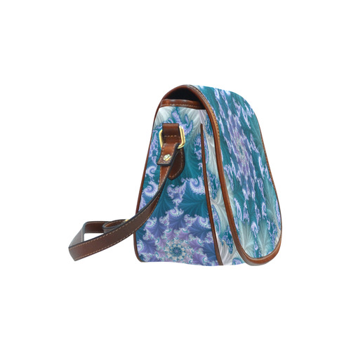 Floral spiral in soft blue on flowing fabric Saddle Bag/Large (Model 1649)