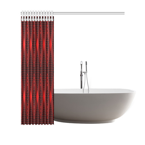 Red and black geometric  pattern,  with rombs. Shower Curtain 69"x70"