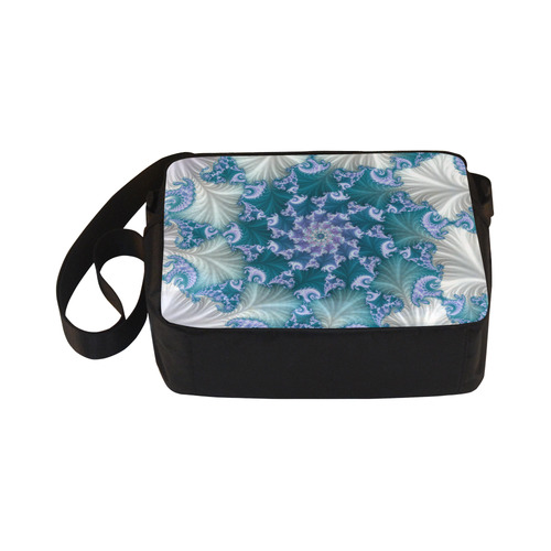 Floral spiral in soft blue on flowing fabric Classic Cross-body Nylon Bags (Model 1632)