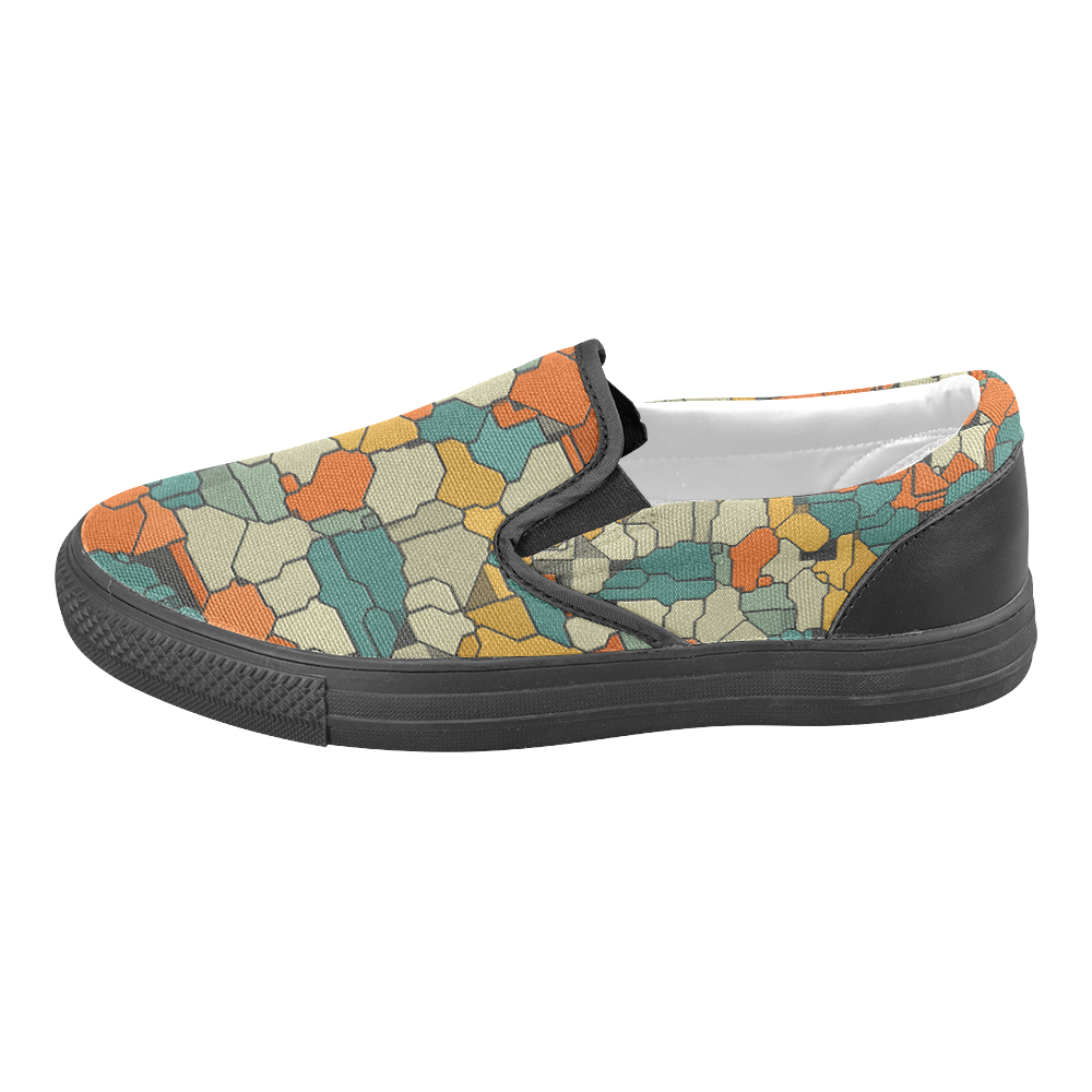 Textured retro shapes Women's Unusual Slip-on Canvas Shoes (Model 019)