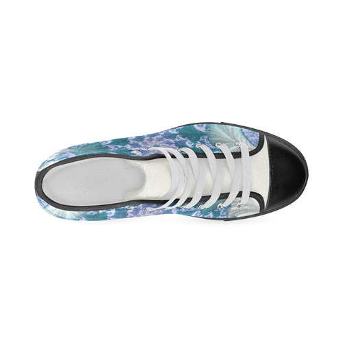 Floral spiral in soft blue on flowing fabric Men’s Classic High Top Canvas Shoes (Model 017)