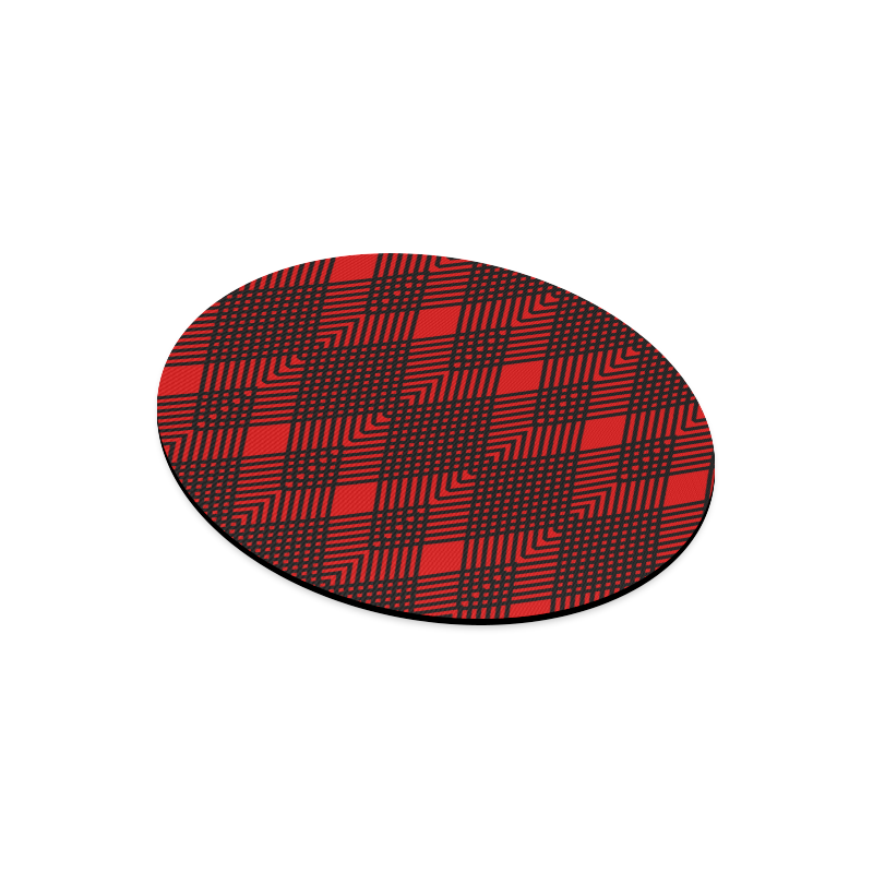 Red and black geometric  pattern,  with rombs. Round Mousepad