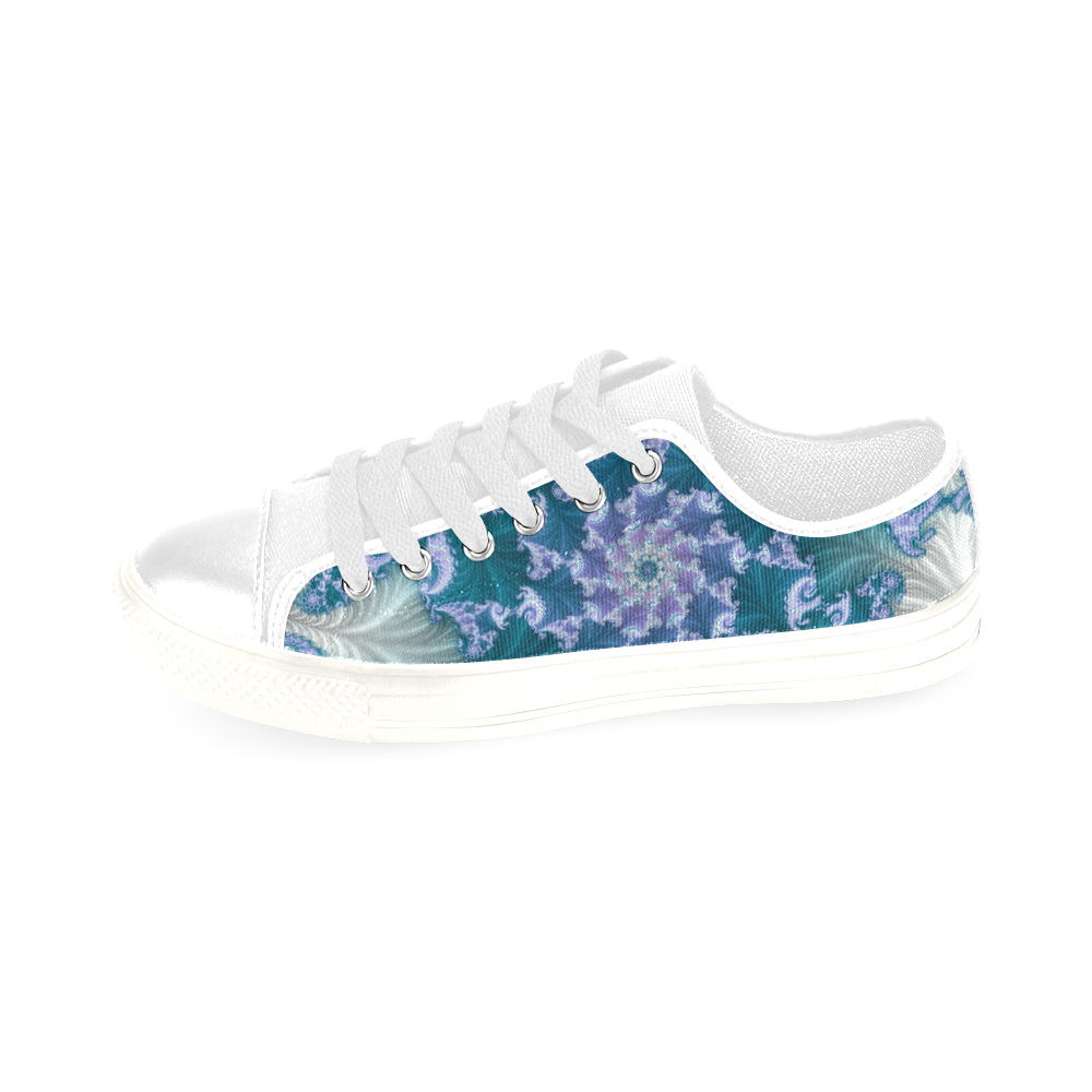 Floral spiral in soft blue on flowing fabric Men's Classic Canvas Shoes/Large Size (Model 018)