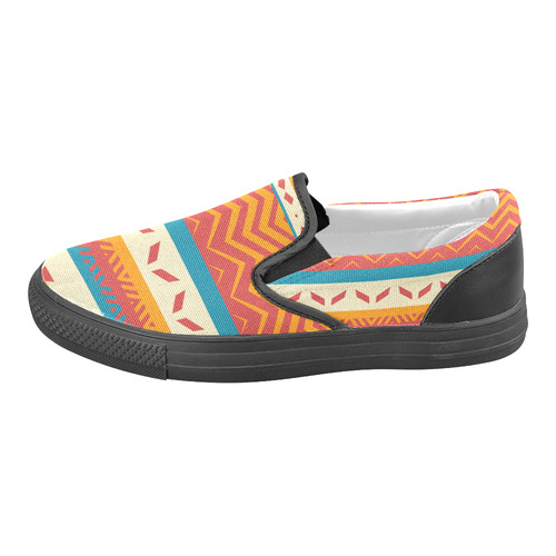 Tribal shapes Women's Unusual Slip-on Canvas Shoes (Model 019)