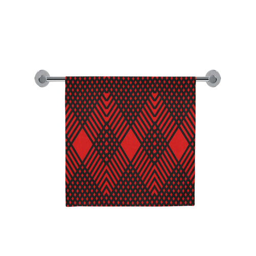 Red and black geometric  pattern,  with rombs. Bath Towel 30"x56"