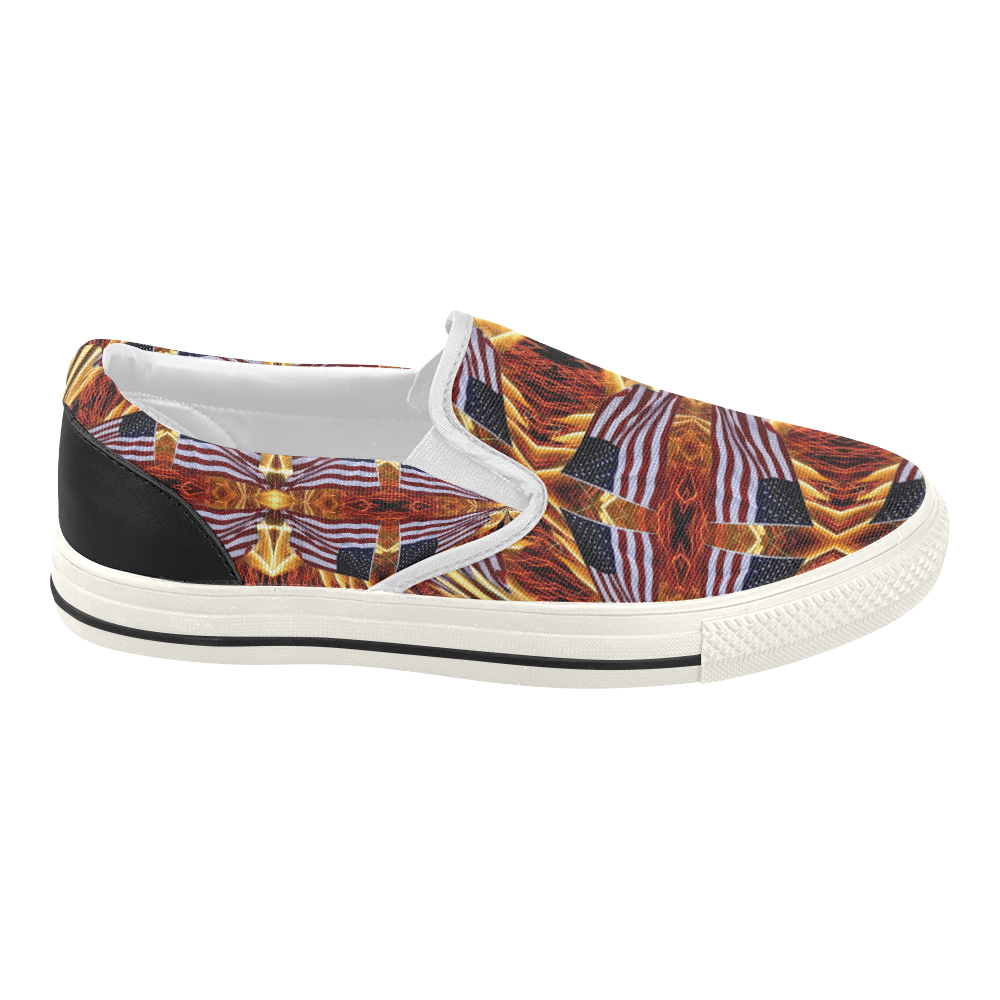 PATRIOTIC: USA Flag & Fireworks Abstract 1 Women's Slip-on Canvas Shoes (Model 019)