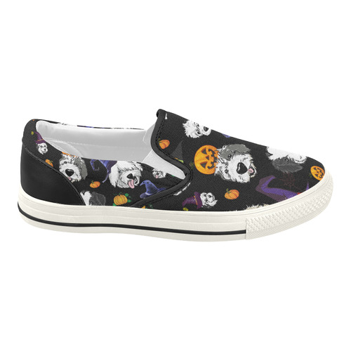 Halloween OES faces black copy Women's Slip-on Canvas Shoes (Model 019)