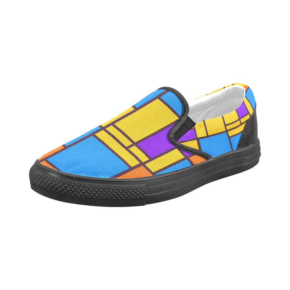 Shapes in retro colors Men's Slip-on Canvas Shoes (Model 019)