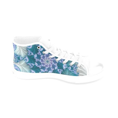 Floral spiral in soft blue on flowing fabric Men’s Classic High Top Canvas Shoes /Large Size (Model 017)
