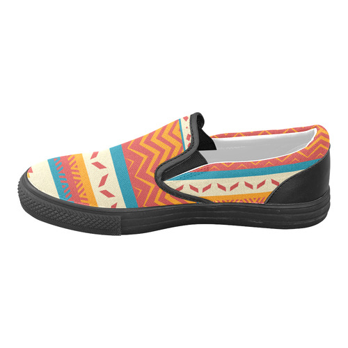 Tribal shapes Women's Unusual Slip-on Canvas Shoes (Model 019)