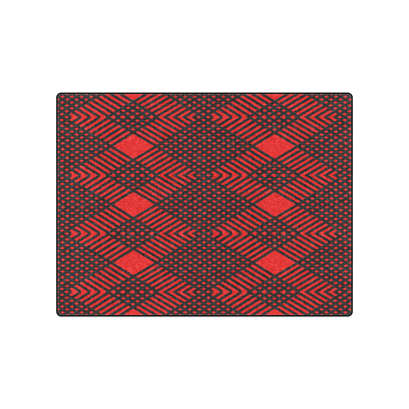 Red and black geometric  pattern,  with rombs. Blanket 50"x60"