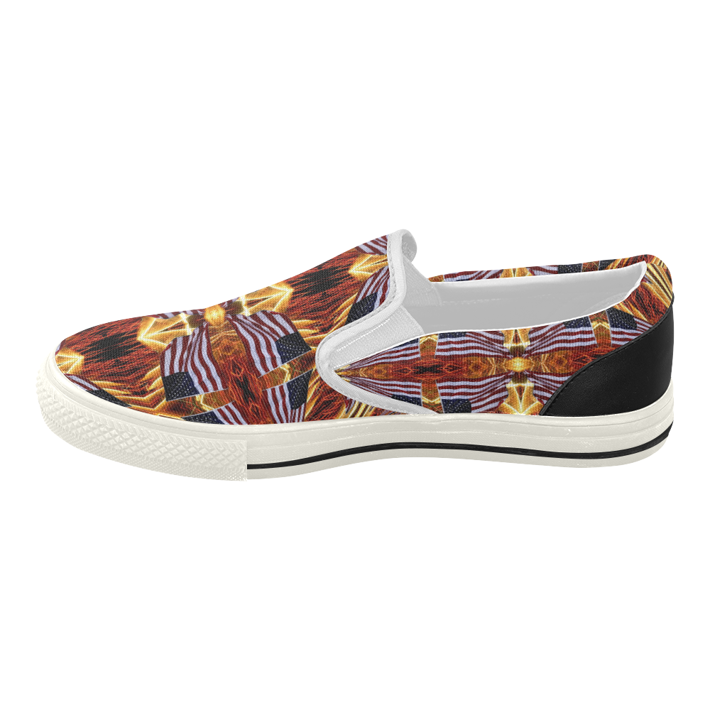 PATRIOTIC: USA Flag & Fireworks Abstract 1 Women's Slip-on Canvas Shoes (Model 019)