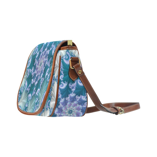 Floral spiral in soft blue on flowing fabric Saddle Bag/Small (Model 1649) Full Customization