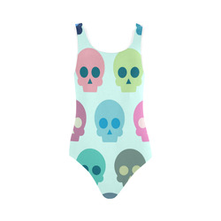 Colorful Skull Cute Pattern Vest One Piece Swimsuit (Model S04)