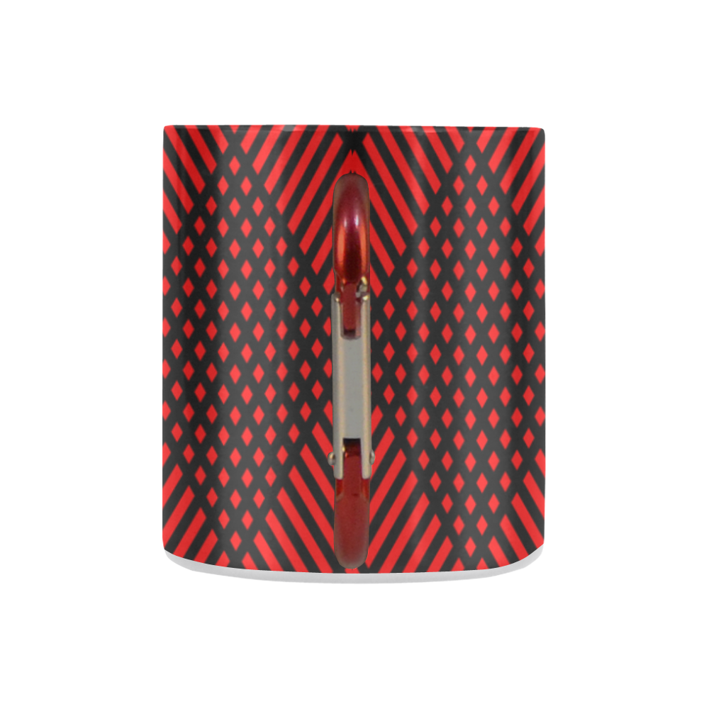 Red and black geometric  pattern,  with rombs. Classic Insulated Mug(10.3OZ)