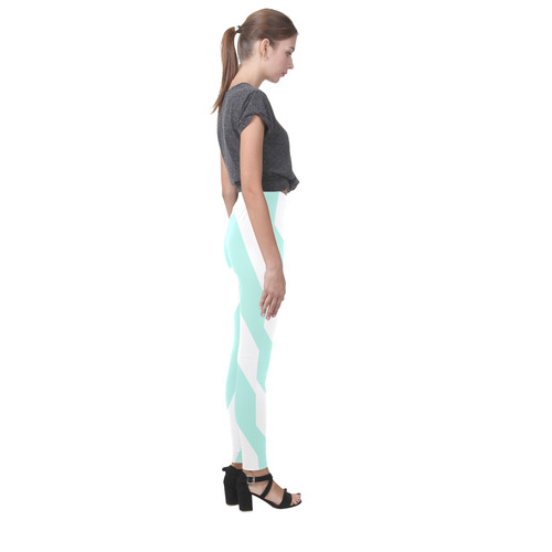 Aqua stripes Cassandra Women's Leggings (Model L01)